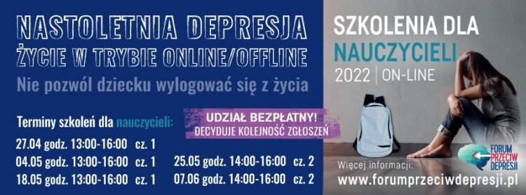 Ruszają bezpłatne szkolenia online dla nauczycieli i rodziców na temat kryzysów zdrowia psychicznego i depresji wśród dzieci i młodzieży